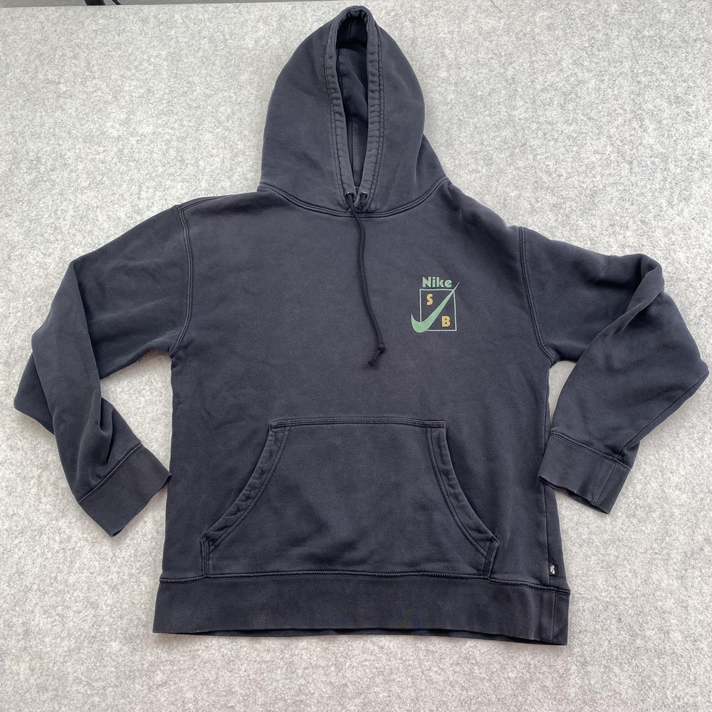 Nike SB Hoodie Mens Small Black Pullover Fleece *SMALL HOLES AND FADING*